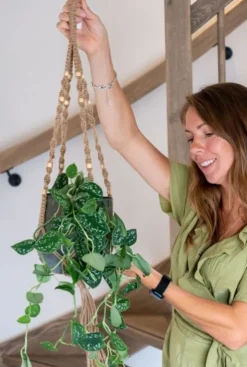 TS Collection Macrame Bloempothanger - Bruin